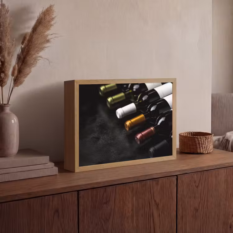 Wijn - Flessen - Variatie - Smaken Light Box met batterij (Wandlamp) middel -sfeer2