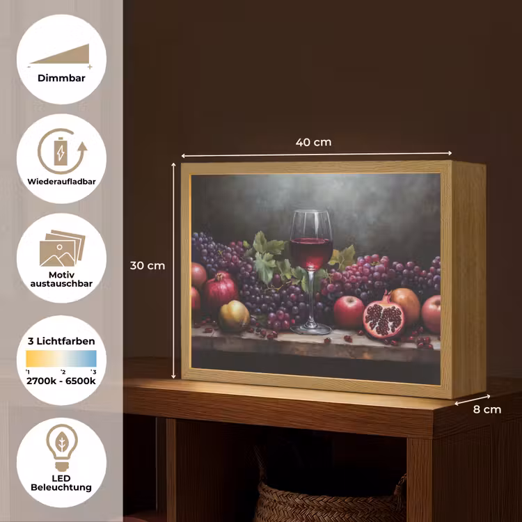 Wijn - Fruit - Stilleven Light Box met batterij (Wandlamp) middel -USP_websiteoverzichtDE