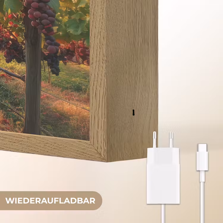 Wijngaard - Druiven - Zonsondergang Light Box met batterij (Wandlamp) middel -USP_websiteoplaadbaarDE