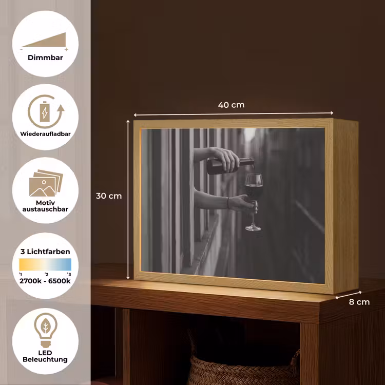 Wijnfles - Glas - Handen - Raam Light Box met batterij (Wandlamp) middel -USP_websiteoverzichtDE