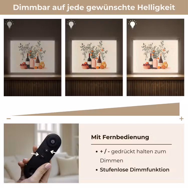 Wijnflessen - Takken - Sinaasappels Light Box met batterij (Wandlamp) middel -USP_dimbaarDE