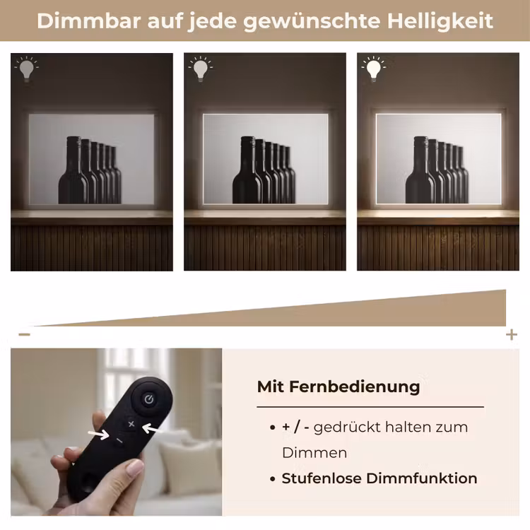 Wijnflessen - Zwart - Minimalistisch Light Box met batterij (Wandlamp) middel -USP_dimbaarDE