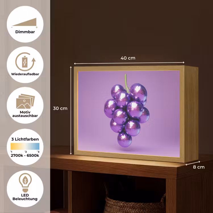 Druif - Disco - Glitter - Paars Light Box met batterij (Wandlamp) middel -USP_websiteoverzichtDE