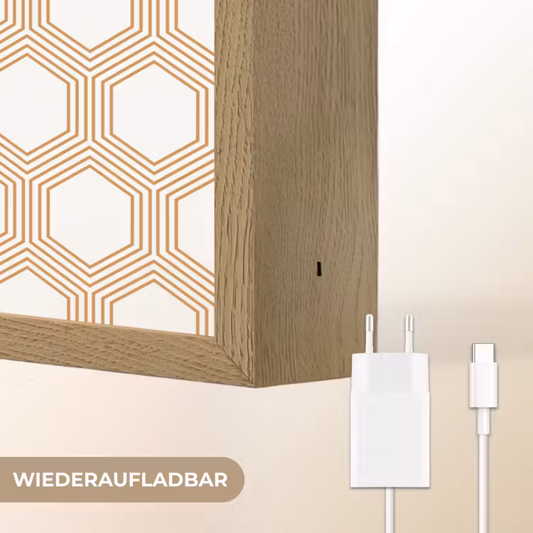 Wit - Patroon - Symmetrisch - Modern Light Box met batterij (Wandlamp) middel 907 -USP_websiteoplaadbaarDE