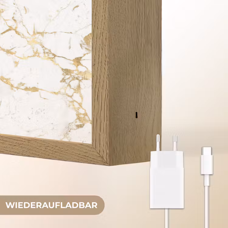 Wit - Marmer - Luxe - Goud Light Box met batterij (Wandlamp) middel 907 -USP_websiteoplaadbaarDE