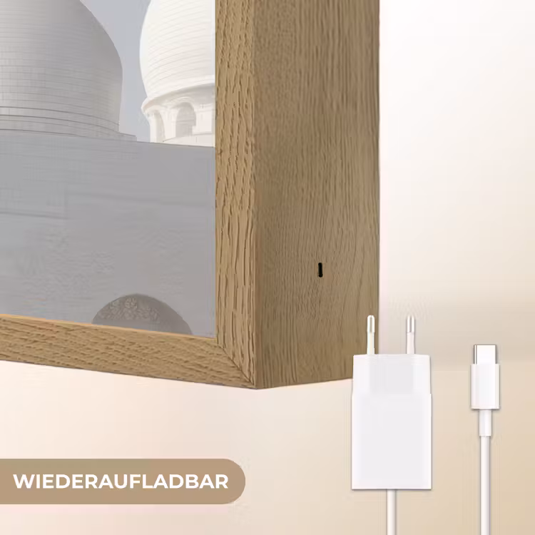 Witte koepels - Helderblauwe lucht - Islamitisch Light Box met batterij (Wandlamp) middel -USP_websiteoplaadbaarDE