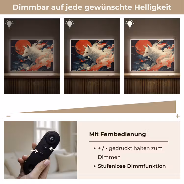 Witte vos - wolken - maan Light Box met batterij (Wandlamp) middel -USP_dimbaarDE