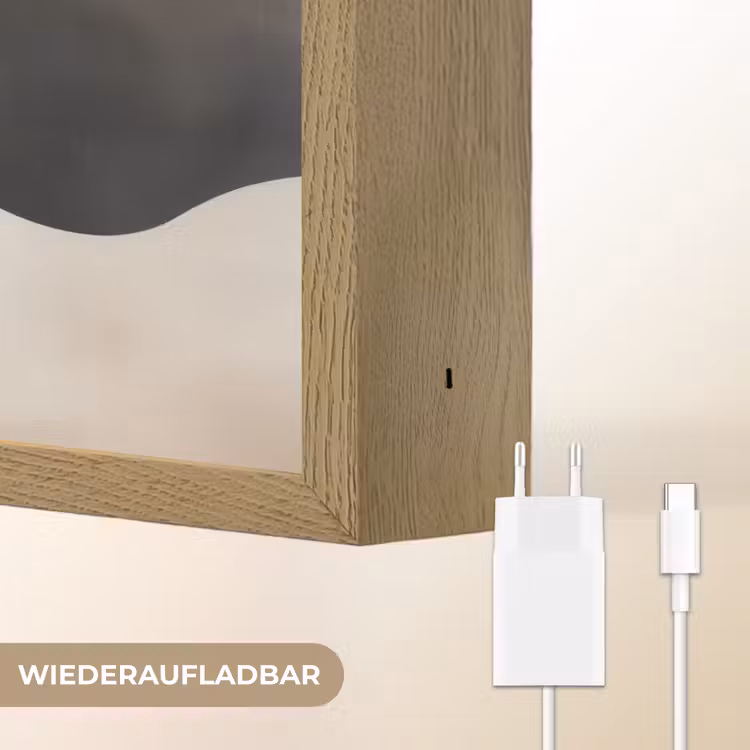 Golven - Abstract - Beige Light Box met batterij (Wandlamp) middel -USP_websiteoplaadbaarDE