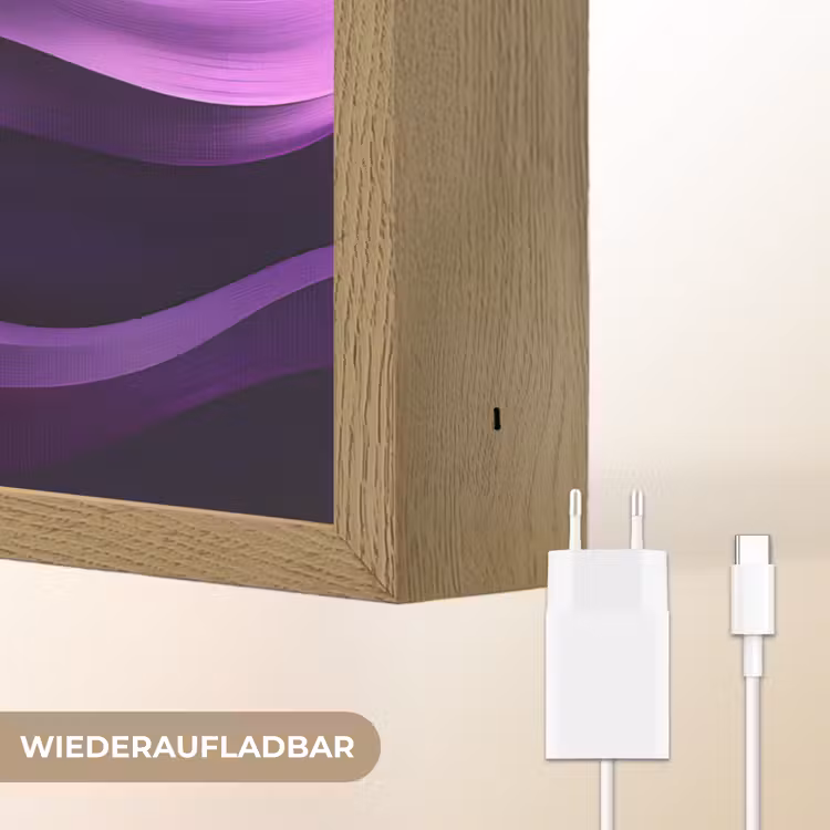 Golven - Abstract - Paars Light Box met batterij (Wandlamp) middel -USP_websiteoplaadbaarDE