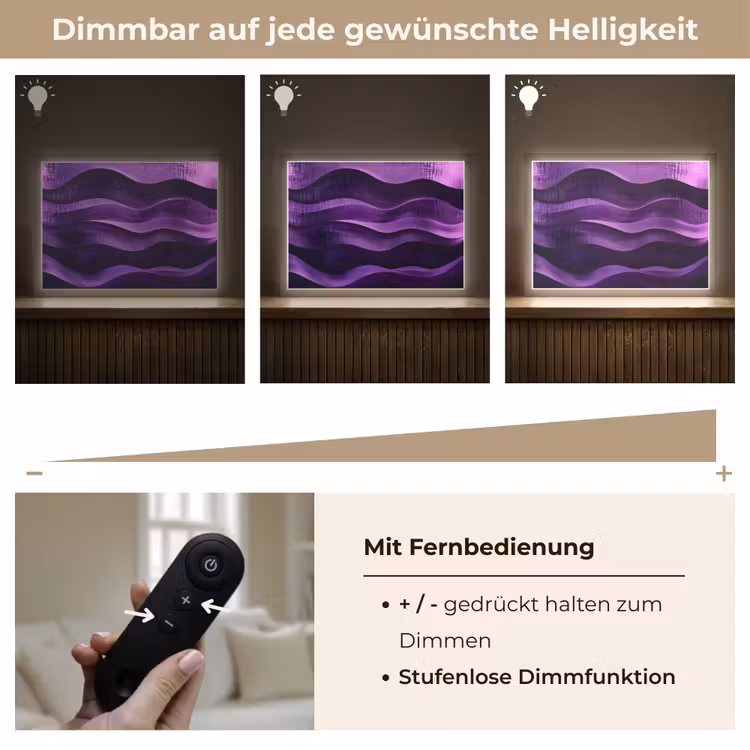 Golven - Abstract - Paars Light Box met batterij (Wandlamp) middel -USP_dimbaarDE