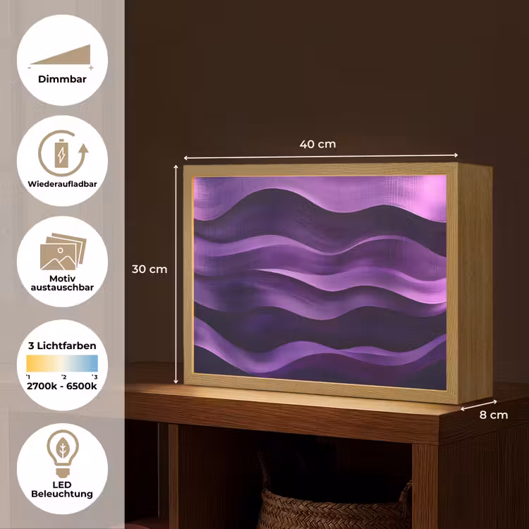 Golven - Abstract - Paars Light Box met batterij (Wandlamp) middel -USP_websiteoverzichtDE