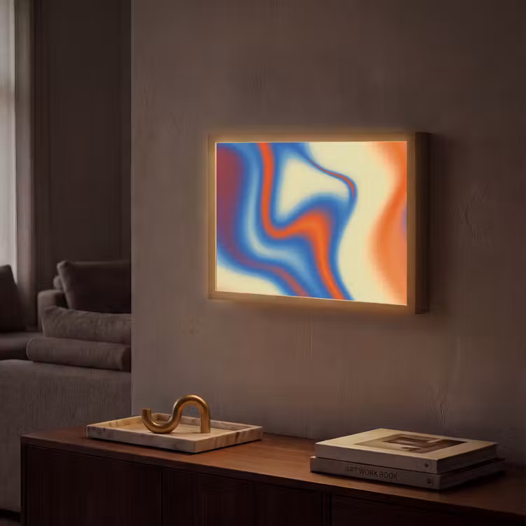 Golven - Kleurrijk - Abstract Light Box met batterij (Wandlamp) middel -sfeer1