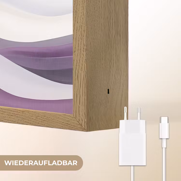 Golven - Heuvels - Abstract - Paars Light Box met batterij (Wandlamp) middel -USP_websiteoplaadbaarDE