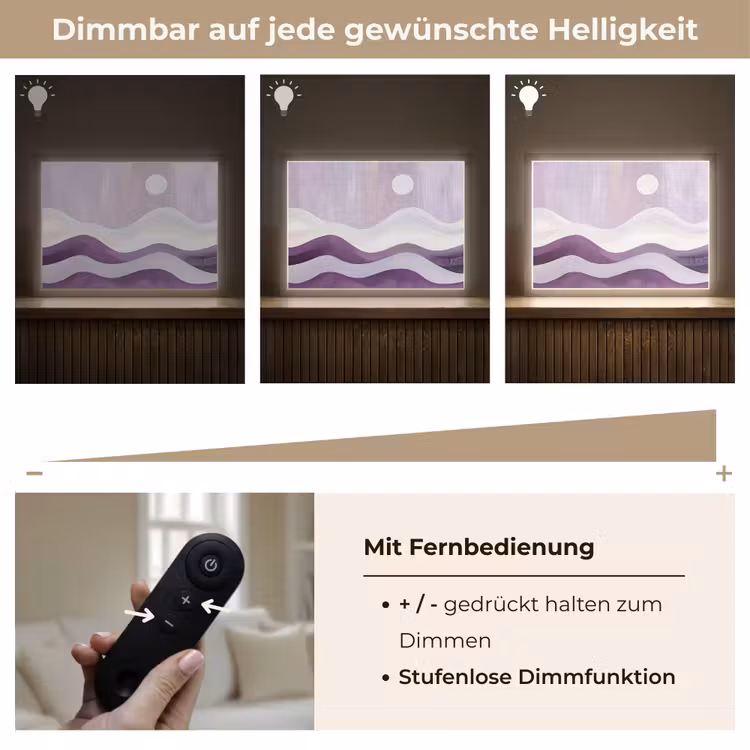 Golven - Heuvels - Abstract - Paars Light Box met batterij (Wandlamp) middel -USP_dimbaarDE