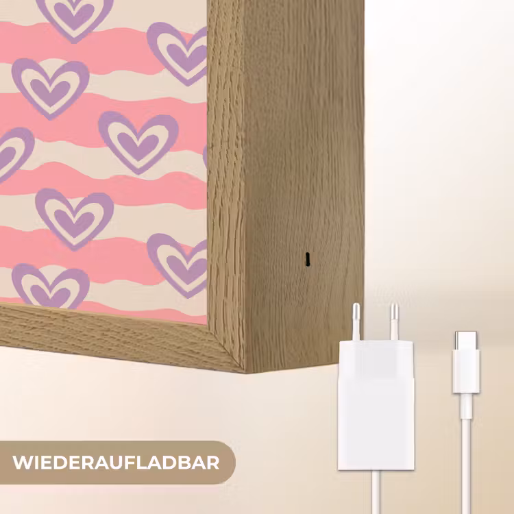 Golven - Patroon - Hartjes - Retro Light Box met batterij (Wandlamp) middel 907 -USP_websiteoplaadbaarDE