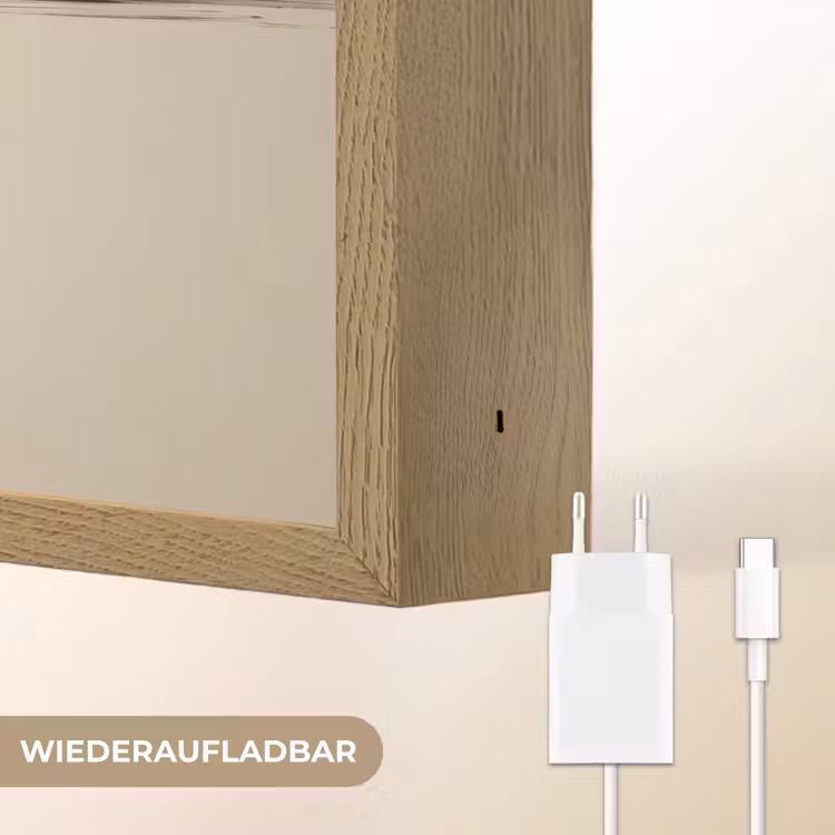 Golven - Penseelstreken - Beige - Minimalistisch Light Box met batterij (Wandlamp) middel -USP_websiteoplaadbaarDE