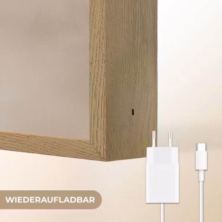 Golvende lijnen - Vloeiend - Zandkleurig Light Box met batterij (Wandlamp) middel -USP_websiteoplaadbaarDE
