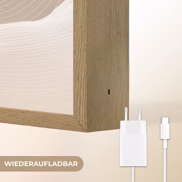 Golvende lijnen - Luchtstromen - Harmonieus Light Box met batterij (Wandlamp) middel -USP_websiteoplaadbaarDE