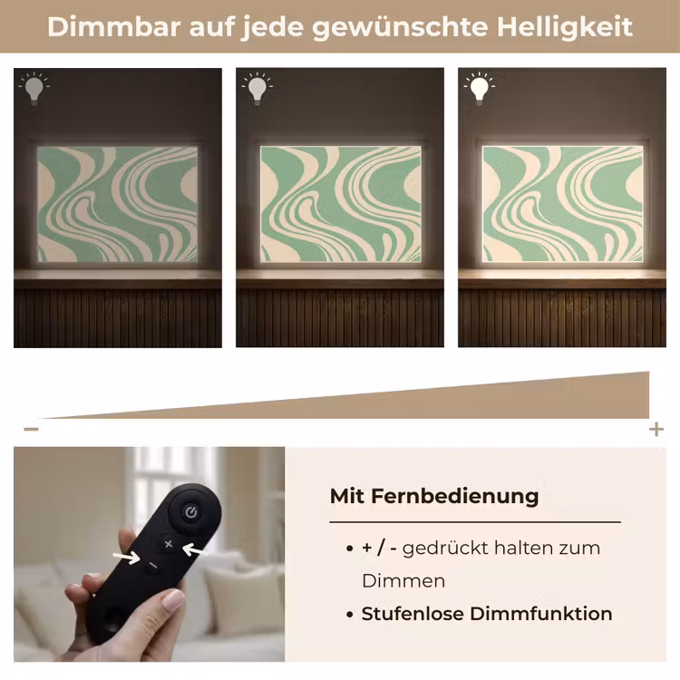 Golvende lijnen - Mintgroen - Dansende vormen Light Box met batterij (Wandlamp) middel -USP_dimbaarDE