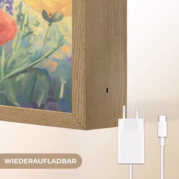 Weide - Bloemen - Kleurrijk Light Box met batterij (Wandlamp) middel -USP_websiteoplaadbaarDE