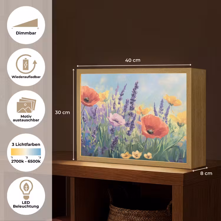 Weide - Bloemen - Kleurrijk Light Box met batterij (Wandlamp) middel -USP_websiteoverzichtDE