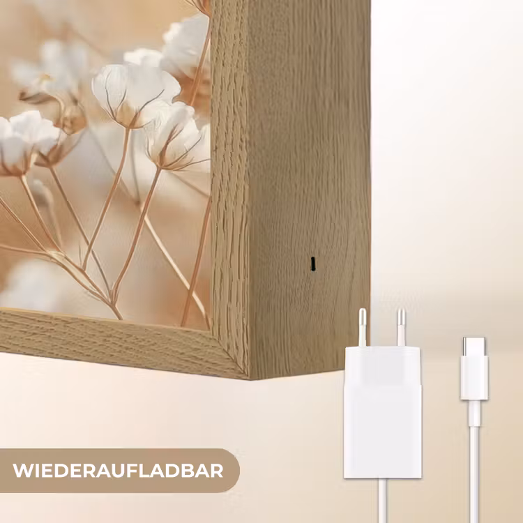 Wilde - Bloemen - Wit Light Box met batterij (Wandlamp) middel -USP_websiteoplaadbaarDE