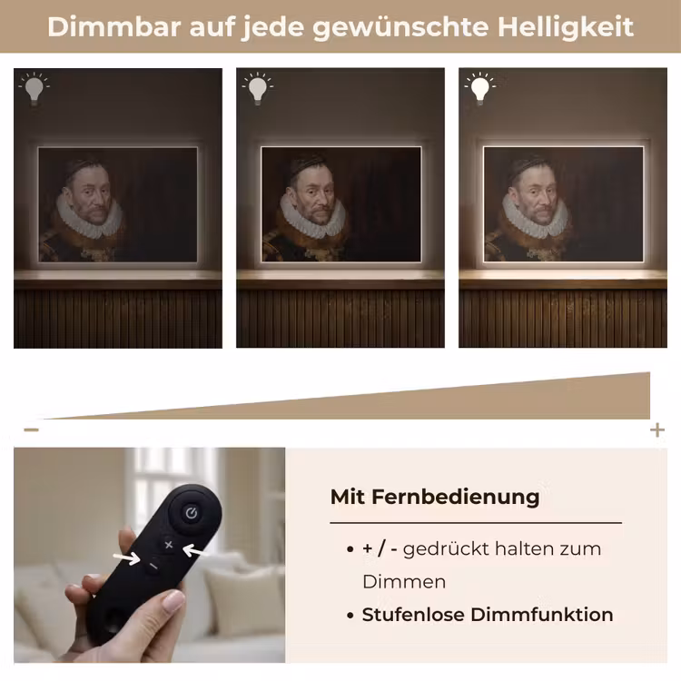 Willem van Oranje - Schilderij - Oude meesters - Kunst Light Box met batterij (Wandlamp) middel -USP_dimbaarDE
