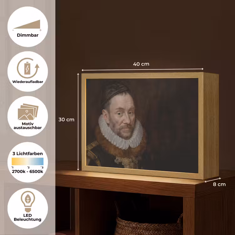 Willem van Oranje - Schilderij - Oude meesters - Kunst Light Box met batterij (Wandlamp) middel -USP_websiteoverzichtDE