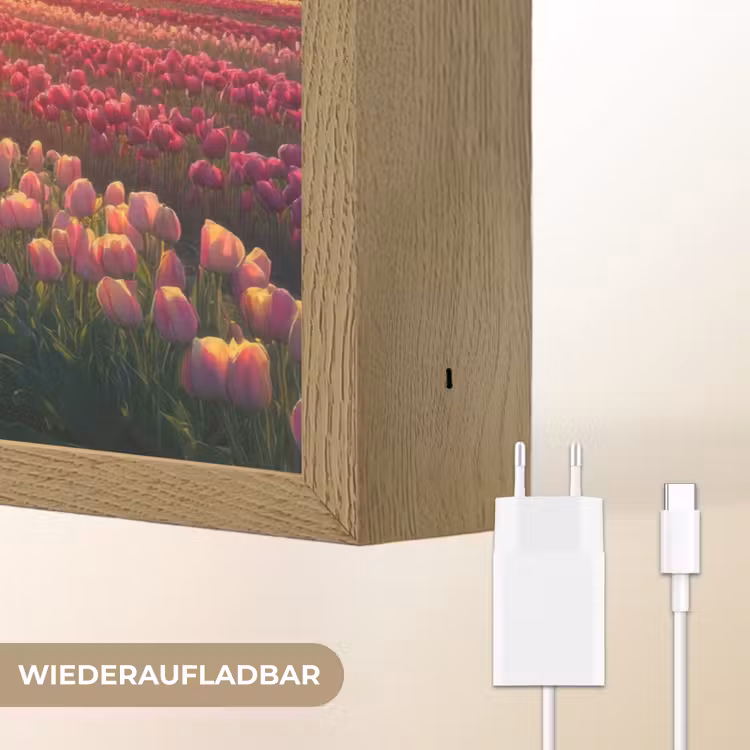 Windmolen - Zonsondergang - Landschap Light Box met batterij (Wandlamp) middel -USP_websiteoplaadbaarDE