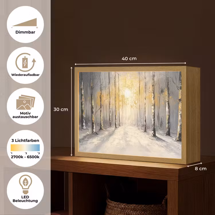 Winter - Abstract - Sneeuw - Natuur - Zon Light Box met batterij (Wandlamp) middel -USP_websiteoverzichtDE