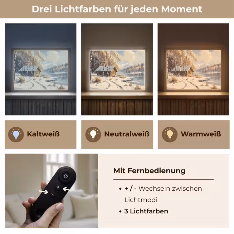 Winter - Sneeuw - Huis - Natuur Light Box met batterij (Wandlamp) middel -USP_lichtkleurDE