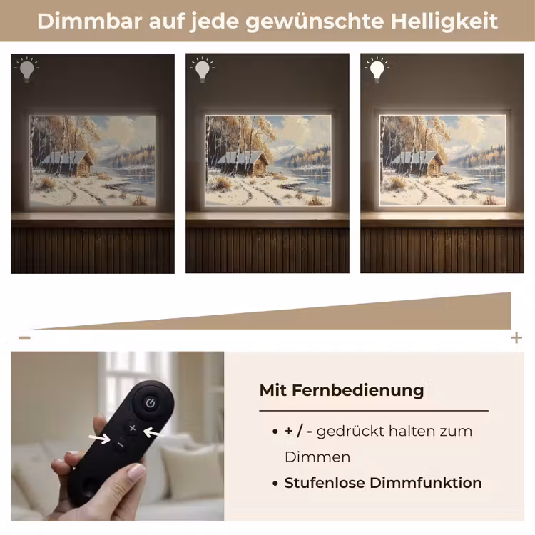 Winter - Sneeuw - Huis - Natuur Light Box met batterij (Wandlamp) middel -USP_dimbaarDE