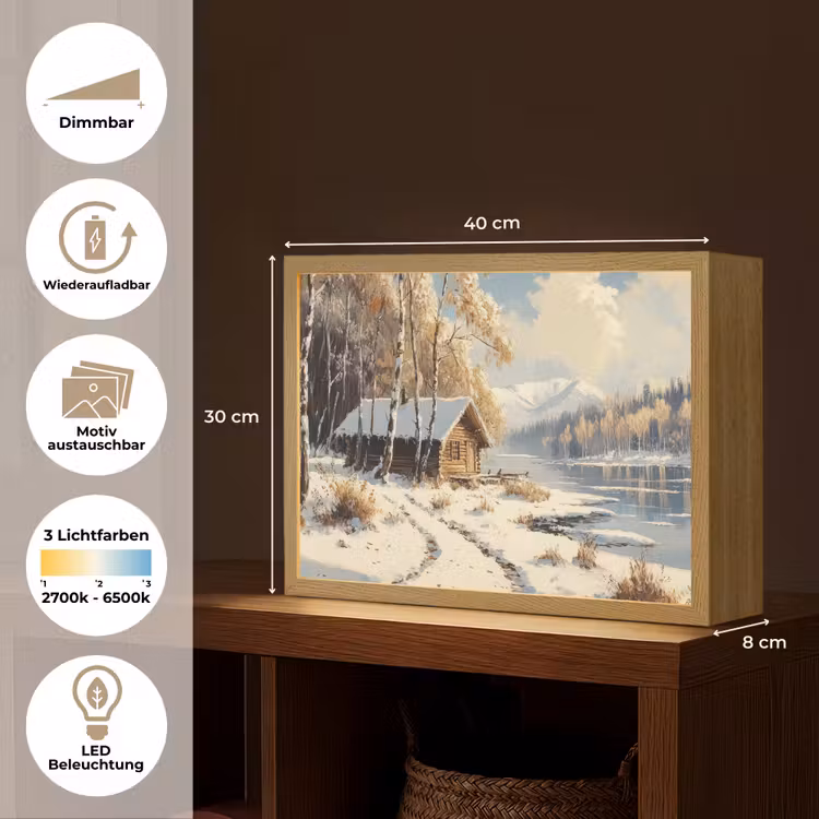 Winter - Sneeuw - Huis - Natuur Light Box met batterij (Wandlamp) middel -USP_websiteoverzichtDE