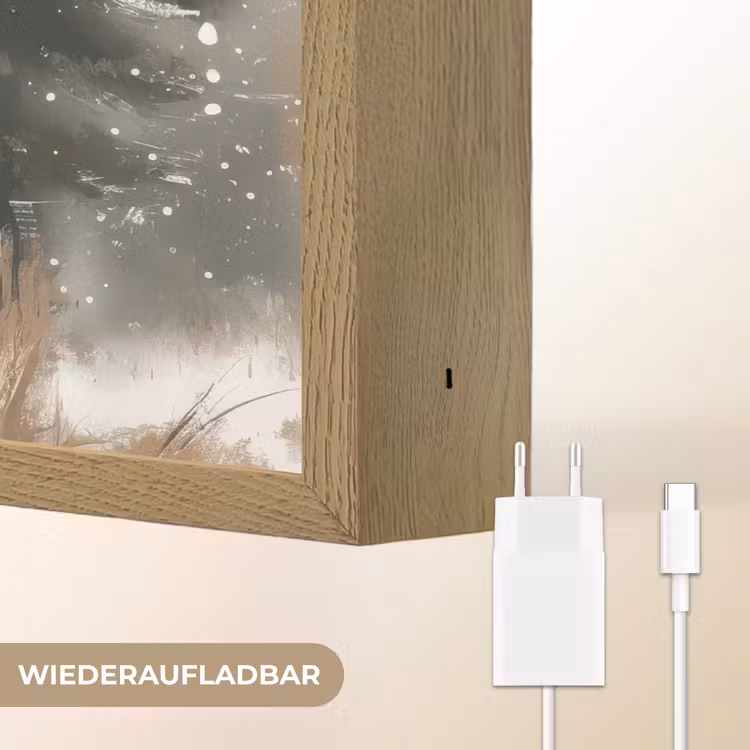 Winter - Bos - Rendier - Donker Light Box met batterij (Wandlamp) middel -USP_websiteoplaadbaarDE