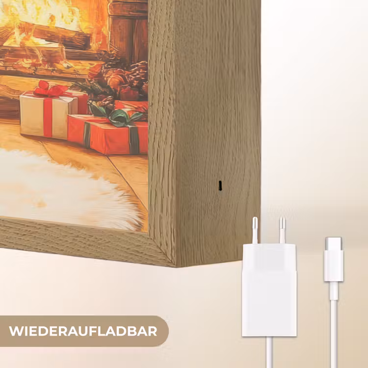 Winter - Kerst - Huis - Openhaard Light Box met batterij (Wandlamp) middel -USP_websiteoplaadbaarDE
