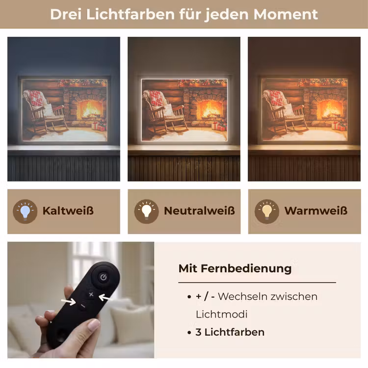 Winter - Kerst - Huis - Openhaard Light Box met batterij (Wandlamp) middel -USP_lichtkleurDE