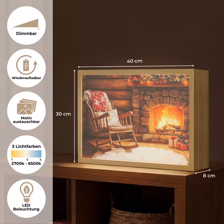 Winter - Kerst - Huis - Openhaard Light Box met batterij (Wandlamp) middel -USP_websiteoverzichtDE