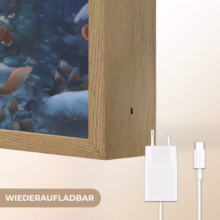 Winter - Gnooms - Eekhoorns - Meerkleurig Light Box met batterij (Wandlamp) middel -USP_websiteoplaadbaarDE