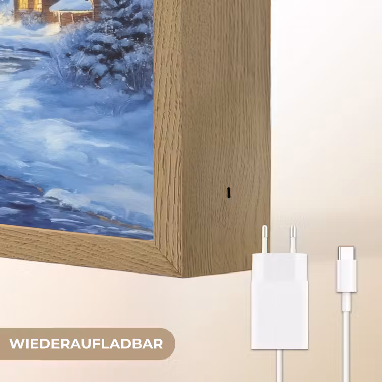 Winteravond - Kerstdorp - Donker Light Box met batterij (Wandlamp) middel -USP_websiteoplaadbaarDE