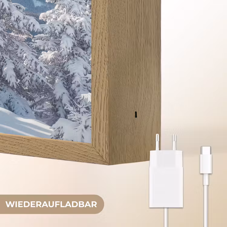 Winterlandschap - Natuur - Berg - Bomen - Sneeuw Light Box met batterij (Wandlamp) middel -USP_websiteoplaadbaarDE