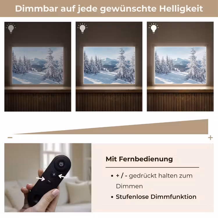 Winterlandschap - Natuur - Berg - Bomen - Sneeuw Light Box met batterij (Wandlamp) middel -USP_dimbaarDE