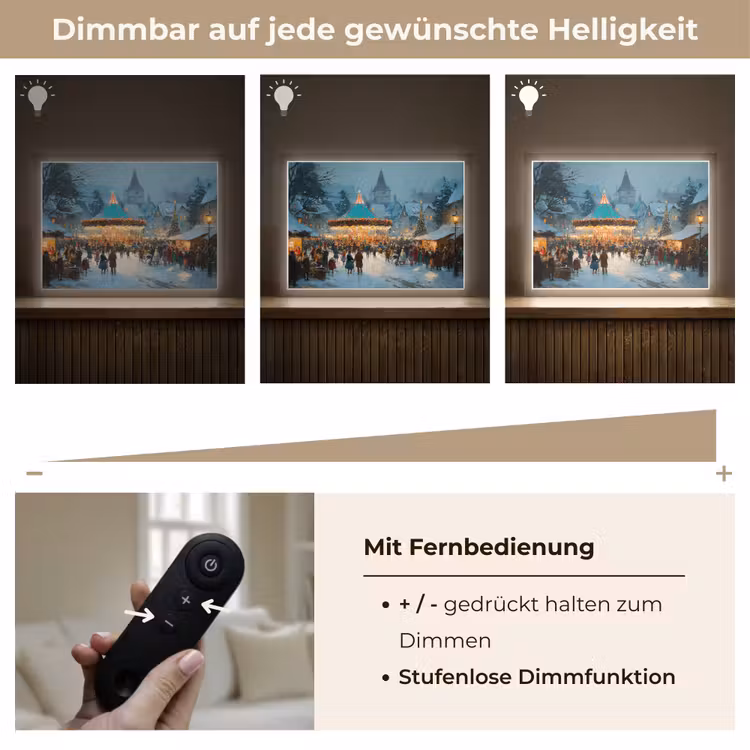 Winterkermis - Dorp - Kleurrijk Light Box met batterij (Wandlamp) middel -USP_dimbaarDE