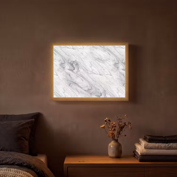 Wervelende - Grijsstructuur - Marmer - Wit Light Box met batterij (Wandlamp) middel 907 -sfeer4