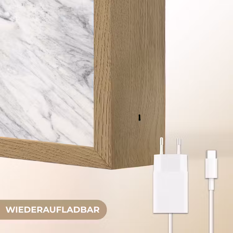 Wervelende - Grijsstructuur - Marmer - Wit Light Box met batterij (Wandlamp) middel 907 -USP_websiteoplaadbaarDE