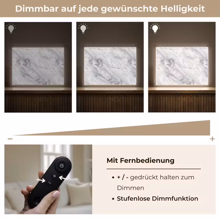 Wervelende - Grijsstructuur - Marmer - Wit Light Box met batterij (Wandlamp) middel 907 -USP_dimbaarDE