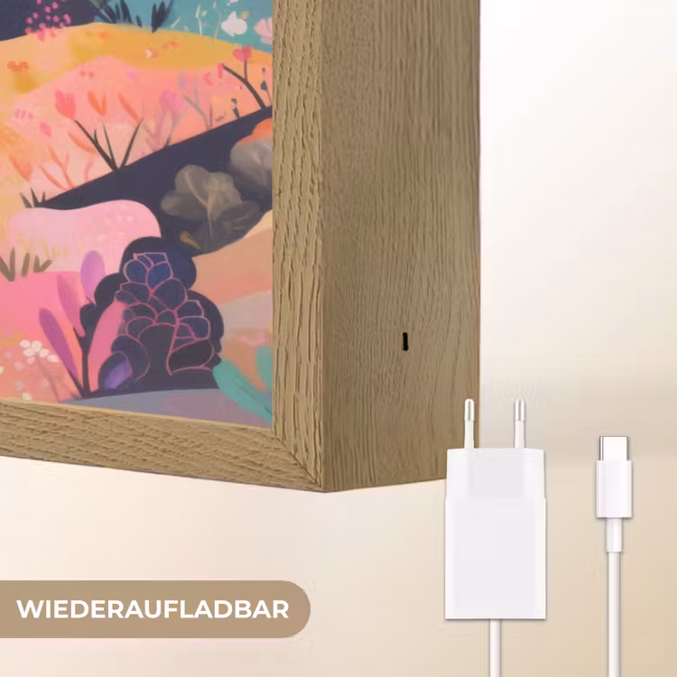 Golvende heuvels - Abstracte planten - Dromerig Light Box met batterij (Wandlamp) middel -USP_websiteoplaadbaarDE