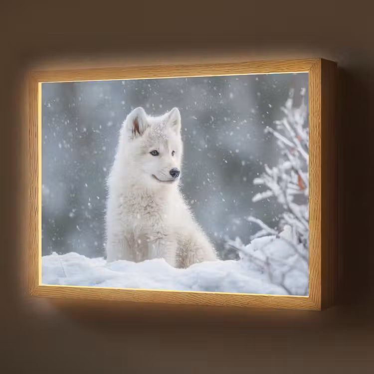 Wolf - Pup - Sneeuw Light Box met batterij (Wandlamp) middel -z3d_website
