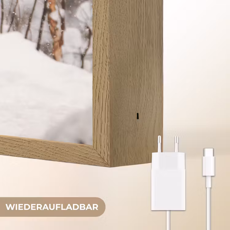 Wolf - Winter - Sneeuw - Natuur - Dieren Light Box met batterij (Wandlamp) middel -USP_websiteoplaadbaarDE