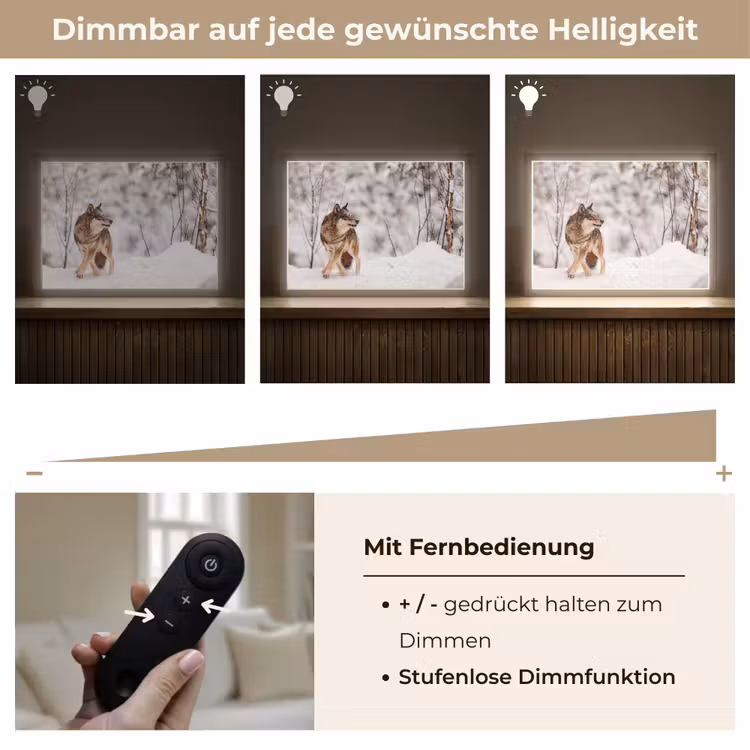 Wolf - Winter - Sneeuw - Natuur - Dieren Light Box met batterij (Wandlamp) middel -USP_dimbaarDE