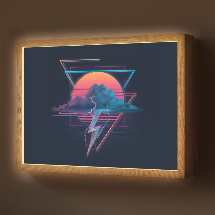 Wolk - Bliksemschicht - Driehoeken - Lijnen Light Box met batterij (Wandlamp) middel -z3d_website